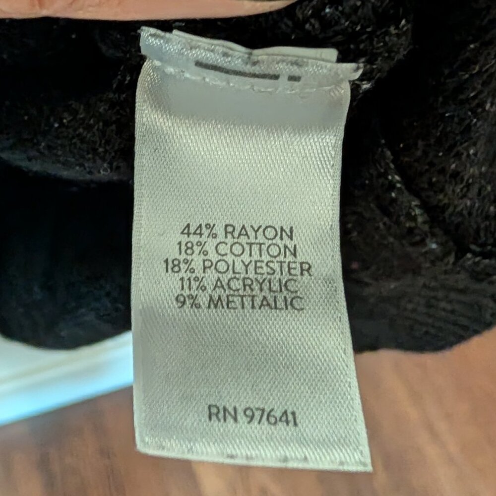 J. Jill Metallic Black Festive Midweight Pullover Sweater Rayon Cotton Blend XL - Picture 5 of 6